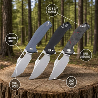 Couteau pliant de poche en acier 14C28N, couteau de survie multifonctionnel pour le camping et la chasse, manche en G10/fibre de carbone, couteaux élégants pour hommes T0050