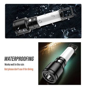 ไฟฉาย LED พลังงานสูงแบบชาร์จไฟได้ โคมไฟตั้งแคมป์พร้อมไฟด้านข้าง กันน้ำ ไฟพกพาสำหรับใช้งานกลางแจ้ง พร้อมตะขอเกี่ยวท้าย - Product Image 5