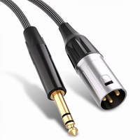 Câble XLR tressé LVXINDA mâle, câble XLR équilibré 6,35 mm TRS pour haut-parleurs, mélangeurs, consoles audio et amplificateurs de puissance, 1 m