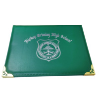 Porta Diplomas Personalizados con Sello de Grado Verde, Carpetas de Archivo Plegables de Papel, Fundas de Cuero para Diplomas de Oficina A4, Diseños de Fundas para Diplomas