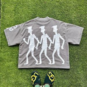 Camiseta de gran tamaño lavada con ácido vintage pesado hip hop de algodón de alta calidad con logotipo impreso personalizado del fabricante para hombre - Product Image 2