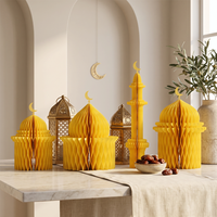 Décoration de table islamique pliable en papier écologique en forme de nid d'abeille 3D pour Ramadan Eid Mubarak, 4 pièces