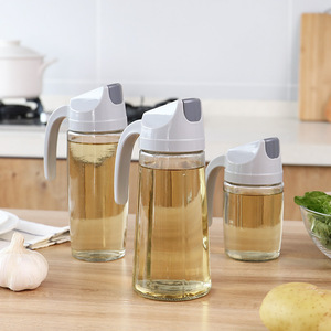 Glass Oil Dispenser With Lid Leak Proof Kitchen Condiment Bottle For Oil And Vinegar 3 Sizes Available - Product Image 1
