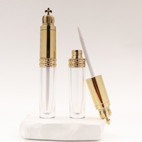 Flacon de gloss à lèvres transparent haut de gamme Golden Crown, tube vide pour gloss à lèvres, emballage cosmétique pour maquillage minéral fait maison, rouge à lèvres