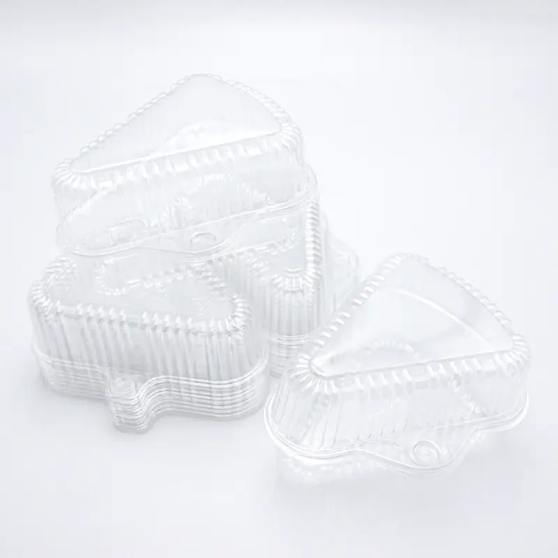 Clear Single Slice Pie Cake Cheesecake Container With Lid Disposable Clear Pet Plastic Clamshell Packaging