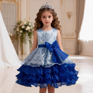 Robe de demoiselle d'honneur pour filles, robe tutu rose en dentelle avec nœud, pour fête de mariage, anniversaire, spectacle - Product Image 4