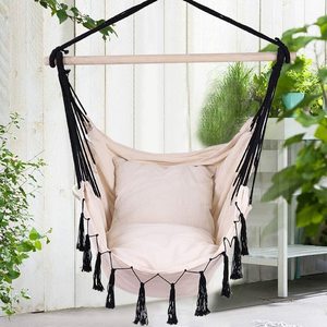 <span class=keywords><strong>Hamac</strong></span> de jardin moderne en macramé avec deux oreillers en <span class=keywords><strong>bois</strong></span>, portable et pliable, mobilier d'extérieur - Product Image 1