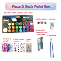 Peinture corporelle promotionnelle sans danger pour la peau, 21 couleurs + peigne à cheveux, avec des paillettes en éponge, ensemble de trous pour enfants, kit de peinture faciale professionnel