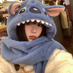Rj Kawaii Khâu Mùa Đông Cô Gái Hat Chiếc Khăn Và Bộ Găng Tay Dày Ấm Fluffy Sang Trọng Ngoài Trời Thiết Lập Cho Tai Bảo Vệ Mũ Nón Mũ - Product Image 4