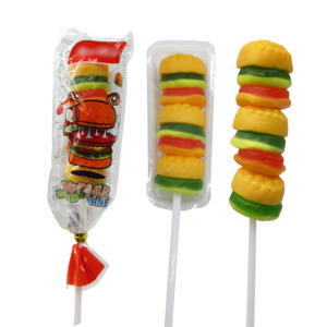 Vente de gros Bonbons mous en-cas Sucette <span class=keywords><strong>bonbon</strong></span> <span class=keywords><strong>bonbon</strong></span> à saveur de fruit en forme de hamburger - Product Image 4
