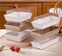 Boîte d'emballage alimentaire en PET recyclable pour pâtisserie, dessert, biscuits, gâteaux, conteneur jetable en plastique avec couvercle