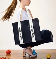 Sac fourre-tout en toile structurée grande capacité, logo personnalisé OEM, poche zippée, tissu épais renforcé, fournisseur de cadeaux d'entreprise en gros