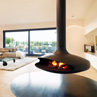 Cheminée suspendue haut de gamme personnalisée à bois, poêle moderne suspendu pour villa, hôtel, gîte et usage domestique