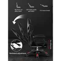 Chaise moderne en tissu pour PC Chaise de jeu noire Fauteuil pivotant avec soutien lombaire