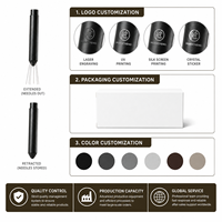Outil WDT en acier inoxydable 304 avec logo personnalisé HC, aiguille de distribution de poudre de café expresso, base rétractable, portable, pour barista