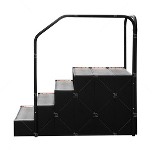 TSPK Spa extérieur moderne, bain à remous robuste, marchepied en bois synthétique et métal antidérapant, échelle à 4 marches avec lumières LED pour piscines de spa - Product Image 2