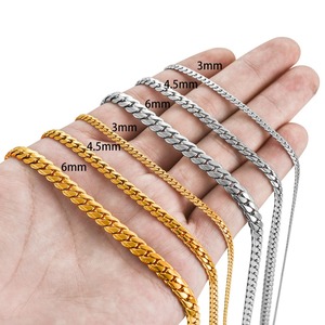 Collana Lunga a Catena Cubana in Acciaio Inossidabile Goffrato 3mm/4.5mm/6mm, Stile Retrò Robusto, per Uomo e Donna, Colore Argento/Oro - Product Image 6