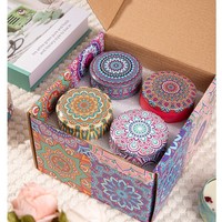 Coffret Cadeau de 8 Bougies Aromatiques en Cire de Soja Parfumées aux Fleurs Séchées, Boîte en Métal, Romantique, Moderne, Thanksgiving, Nouvel An, Noël