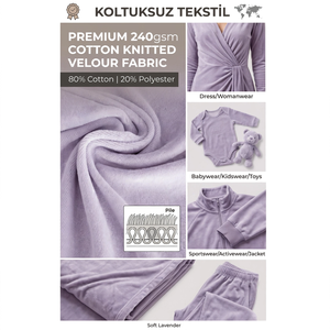 Tissu Velours Tricoté en Coton Pierre Premium 240 g/m² 80/20 Coton Polyester en Rouleau pour Vêtements en Gros - Product Image 3