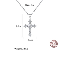 Collar con Colgante de Cruz de Plata de Ley S925 y Circonio, Moderno, Versátil, Minimalista, para Uso Diario, para Mujer, para Tienda en Línea