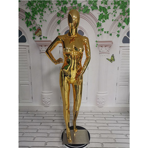Maniquí femenino de alta gama con espejo, <span class=keywords><strong>sin</strong></span> <span class=keywords><strong>cara</strong></span>, dorado, cromado - Product Image 1