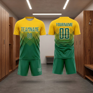 Conjunto de Camiseta de Fútbol Personalizada Amarillo Verde para Hombre, Manga Corta, Uniforme de Equipo con Nombre y Número, 100% Poliéster, Secado Rápido, Transpirable - Product Image 2