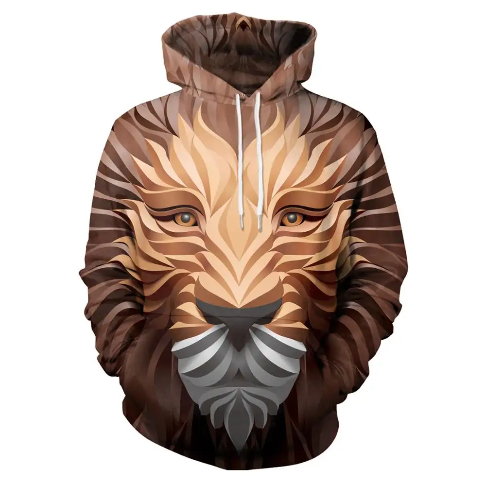 Hot selling 2021 wholesale mountain adventure lion sweatshirts hoodies jacket 3d animal wolf printed anime hoodies for men