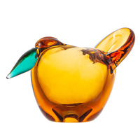 Statue d'oiseau en verre artistique, forme de poussin avec base ambrée, ornement de table fait main, élégant centre de table pour salon