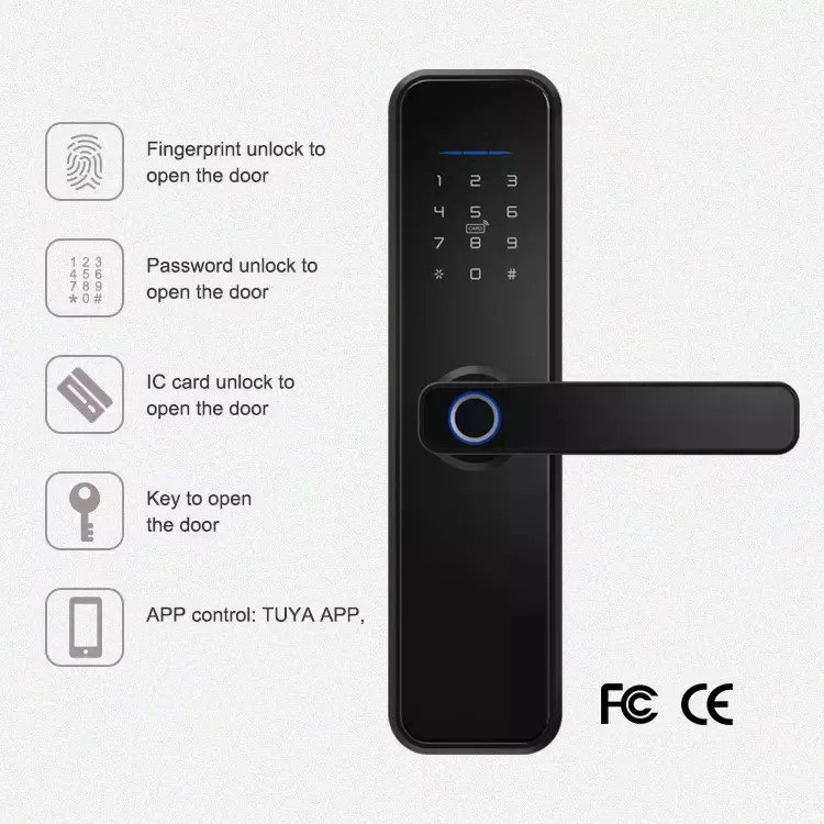 Tuya Wifi Smart Hotel Room Door Lock Fingerprint & Aluminum Card Access Digital Electric Handle Secure Password Data Storage · image 5