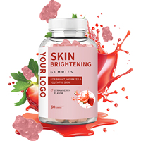 Gummies au collagène et glutathion pour éclaircir la peau, anti-âge et détoxifiantes, saveur fraise, pour adultes, sans OGM, sans gluten, faible teneur en sucre