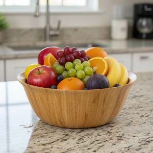 Большая бамбуковая салатница 12 дюймов, бамбуковая сервировочная чаша для фруктовых салатов, модель 2026 года - Product Image 1