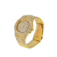 Hip Hop Luxe Quartz Horloge Gepersonaliseerde Roestvrij Staal Ijs Out Bling Diamond Horloge Persoonlijkheid Goud Zilver Mannen Horloges