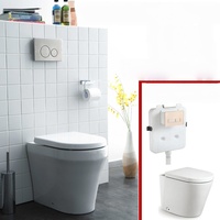 Réservoir de chasse d'eau encastré mural pour toilettes de salle de bain au design moderne, en PEHD, à double chasse mécanique/pneumatique, à poser au sol, garantie 5 ans