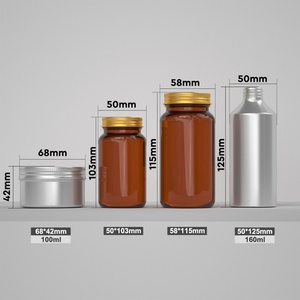 Custom Logo Frosted Glass Capsule Bottle Wide Mouth Glass Amber Bottle Health Supplement Medicine <b>Pill</b> <b>Container</b> - Product Image 2