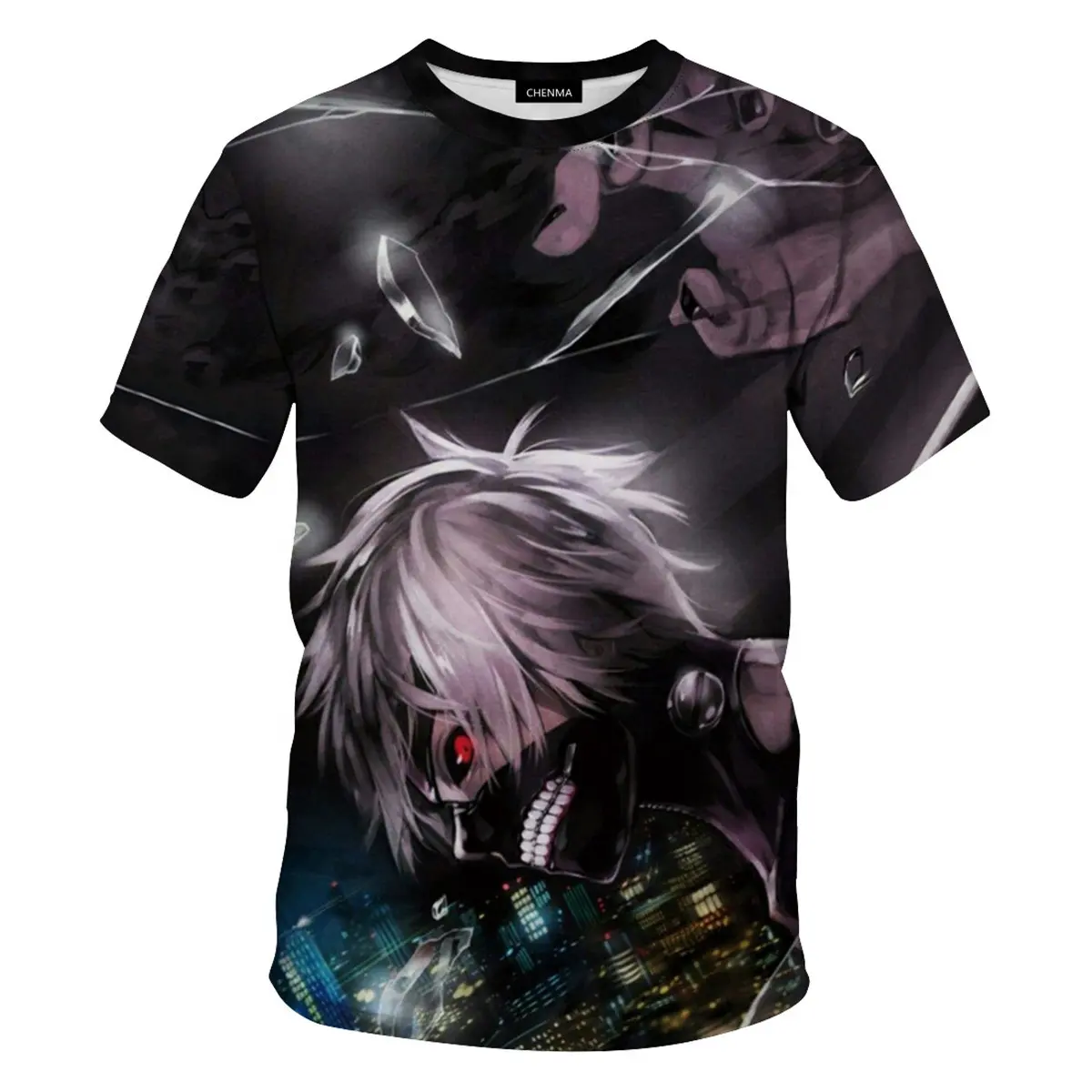 Fantasia cosplay de filme e tv ghoul japonesa 3d, camiseta de anime com estampa de manga curta