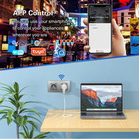 Prise murale intelligente double UBARO Tuya WiFi EU Schuko 157 mm avec 2 USB-A, 2 Type-C, 16A, moniteur de puissance, compatible Alexa, Google, Yandex, Alice