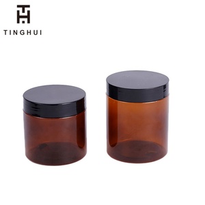 Bocaux en plastique PET ambré de haute qualité de 100 ml, 120 ml, 150 ml, 200 ml, 250 ml, 300 ml, 500 ml avec couvercle noir - Product Image 5