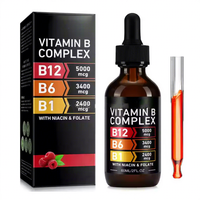 Ausreson Halal Biologique Complexe de Vitamines B Liquide Vitamine B1 B6 B12 pour l'Énergie – Complément Liquide Vitamine B Complexe en Gouttes