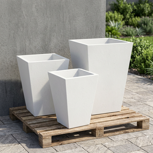 Set of 3 Jumbo Tapered <b>Planters</b> Concrete <b>Planter</b> Designed for Open Balconies Patios and <b>Large</b> Garden Borders - Product Image 5