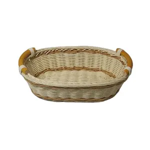 Vietnam fabrica cestas de mimbre artesanales de almacenamiento tejido ovalado para pan, cesta hecha a mano de calidad internacional