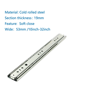 Rodamiento de bolas de cierre suave de 53mm, resistente, 120 kg, canal telescópico, muebles, armario de cocina Hardwar, caja de herramientas, cajón, riel deslizante - Product Image 4