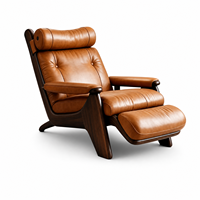 Vintage-Stil Mittelalterliches Design Echtleder-Sofa Chaiselongue Sessel Holzbeine Rutschfeste Fußauflage für Wohnzimmer Balkon