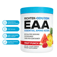 RICHTEK EAA Poudre d'acides aminés essentiels Supplément Framboise Bleue Hydratation Récupération Soutien Bien-être Force 30 Doses