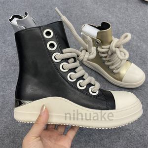 New Hot <strong>Sale</strong> Latest Casual <strong>Leather</strong> Shoes Luxury <strong>Trainers</strong> Ankle Lace up Sneaker Zip High-TOP Flats <strong>Black</strong> Ankle Boot for <strong>Women</strong> - Product Image 4