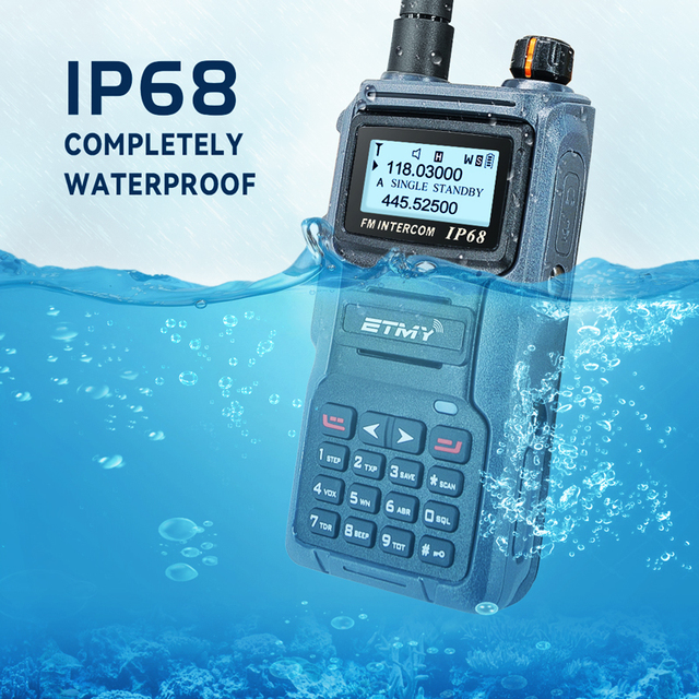 ETMY ET-8R IP68 Ham Dual Band Waterproof Vhf Uhf Walkie Talkie 5km Long Range Communication Radios Two Way Radio