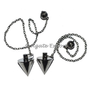 Péndulo de Metal negro con forma de cono para sanación, Péndulo de espiga reiki, piedra Natural, superventas, proveedor - Product Image 1