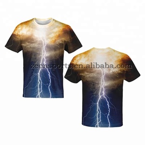 Magliette Personalizzate a Prezzi Convenienti con Stampa in Sublimazione, Design Blue Lightning, Asciugatura Rapida, T-Shirt alla Moda - Product Image 4