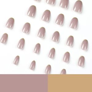 <span class=keywords><strong>Faux</strong></span> ongles courts en résine rose pailletée à presser pour les doigts, avec sequins découpés - Product Image 4