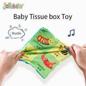 Jollybaby Boîte à mouchoirs sensorielle douce personnalisée en forme d'animal pour bébé, jouet en peluche et boîte à mouchoirs - Product Image 3