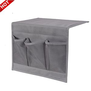 Classic 4-Pockets Foldable Bedside <b>Table</b> Cabinet Organizer Grey Fabric PC Multifunctional Storage Caddy Storage Bags Bedding - Product Image 1